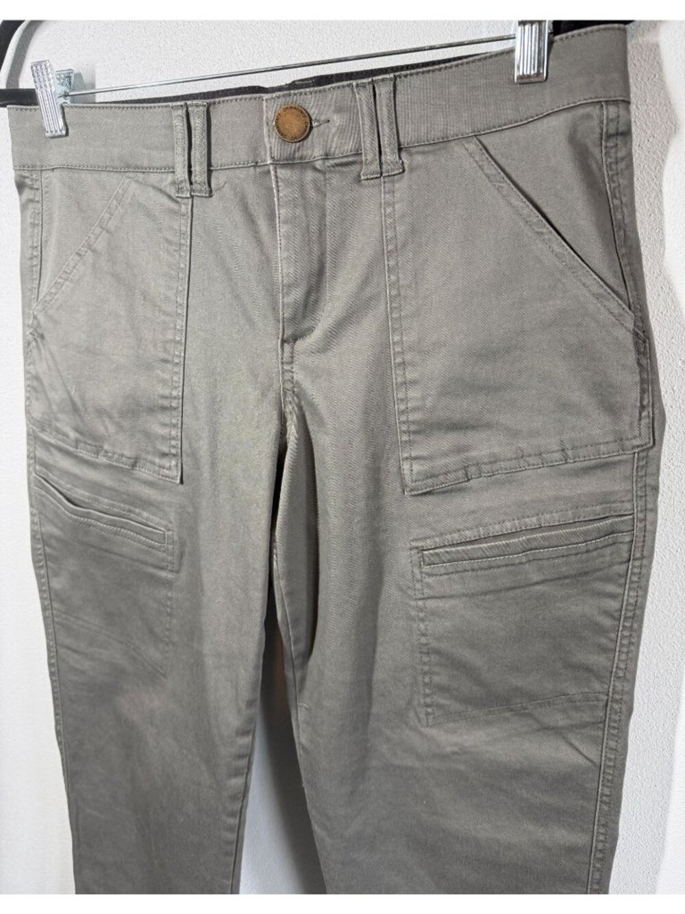 Democracy "Ab Technology" High Rise Utility Pants Gray Womens 10 Roll Cuff Cargo - Picture 4 of 10